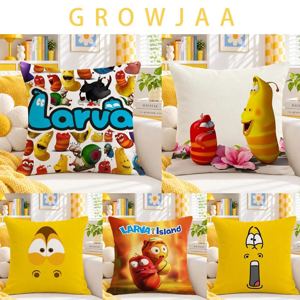 animation Larva Cushion Cover Throw Pillow Short Plush Fresh Bright Cushion for Bedroom Sofa Ornament Present Gift