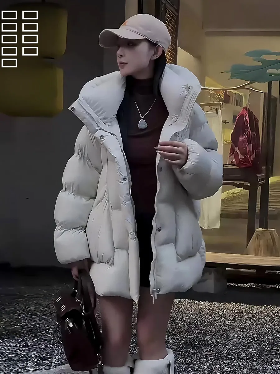 

Женская зимняя куртка-пуховик Thiened белого цвета с капюшоном, теплая, стандартной длины, без бренда