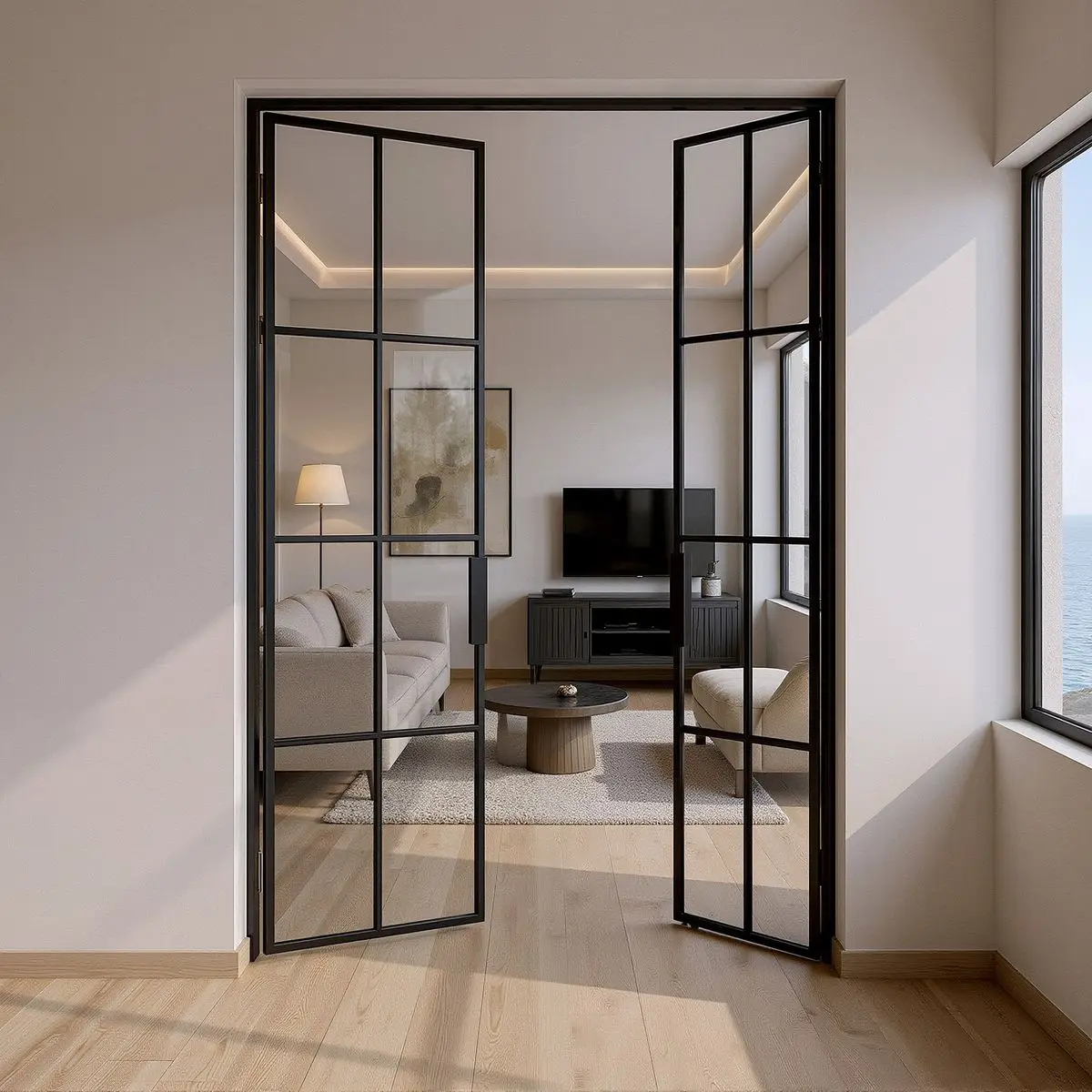 

Elegant Glass Panel French Door with Smooth Hinge System Aluminum Alloy Frame French Door Hurricane Resistant Waterproof