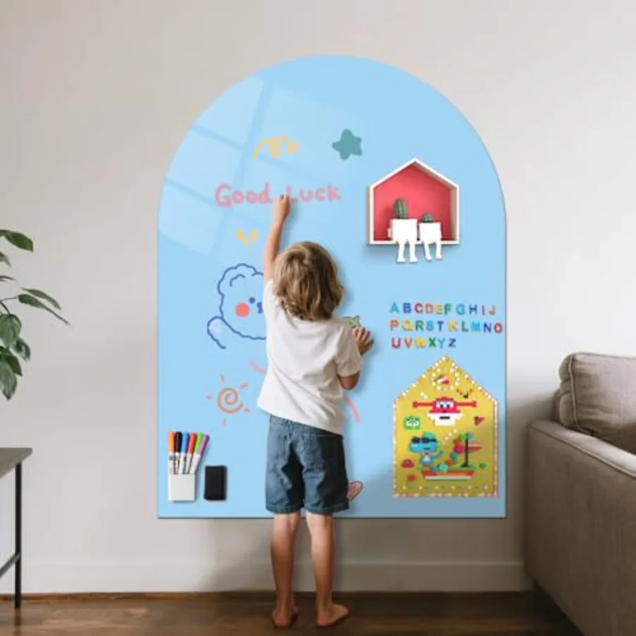 

Magnetic Whiteboard Chalkboard Arch, 40" x 32" - Upgraded Adhesive, Includes Dry Erase Board, Magnetic Case, 5 Water-Based Whit