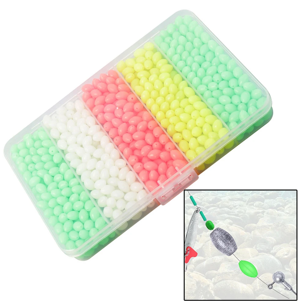 Diamond Shaped Beads Glow Fishing Beads For Nighttime Fishing 7x10mm Size Plastic Material Convenient Storage Box