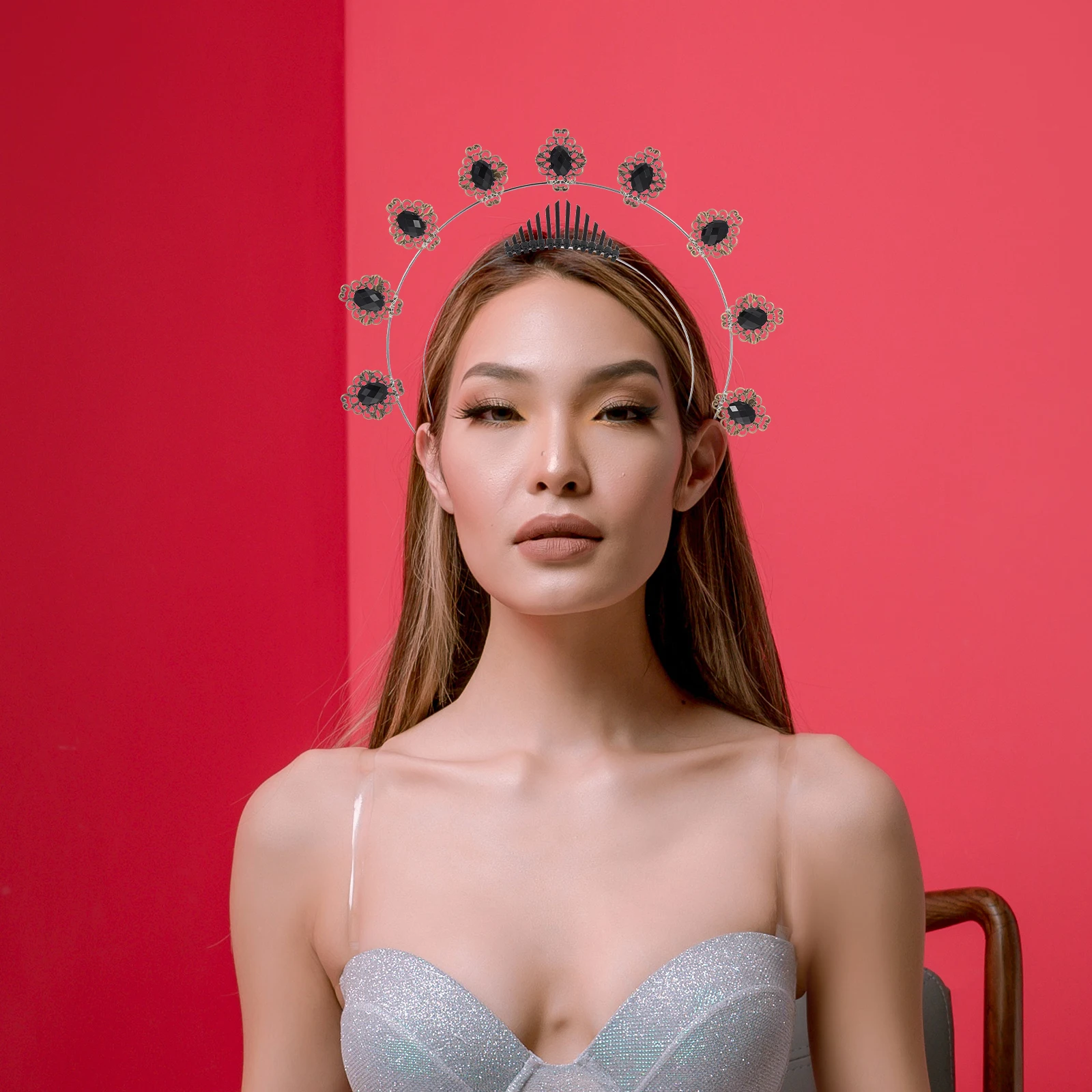 

Rhinestone Hair Chain Crown Headbands Women Wedding Party Headdress DIY Lightweight Safe Material Special Occasions Hair