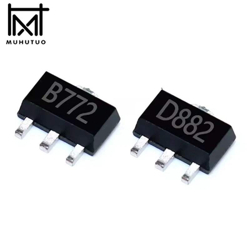 50개/묶음 B772 2SB772 D882 2SD882 2SD1624(20개/묶음) PNP DG NPN 트라이오드 파워 튜브 SOT-89 SOP-89