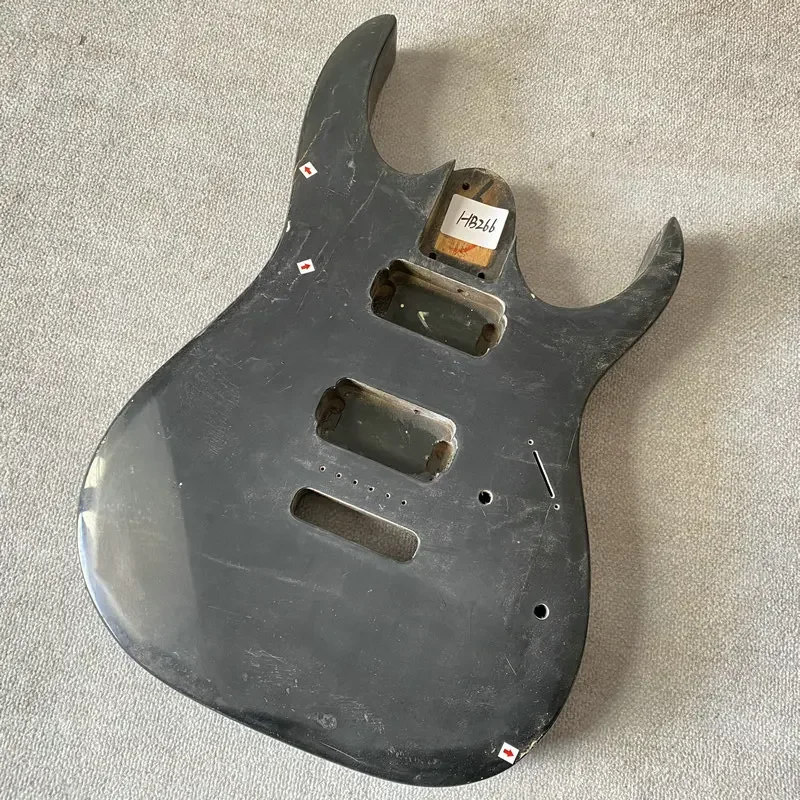 HB266 For Decoration Unfinished Electric Guitar Body Black Color With Paints&Wood Damages Cracks DIY Use