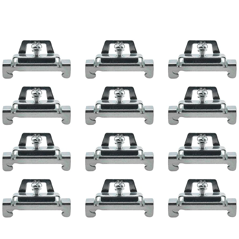 10 pcs 35mm DIN Rail Fixed End Stop - Steel, Screw Mounted, Zinc Plated