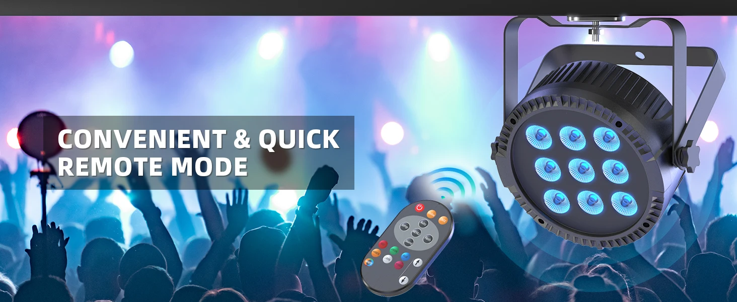 Yiflamefly 4er-Set 90W Par-Scheinwerfer mit 9x10W RGBW LEDs, Bühnenbeleuchtung mit Fernbedienung & DMX512-Steuerung, Par-Cans für DJ-Partys, KTV, Bars, Nachtclubs – Detail 4