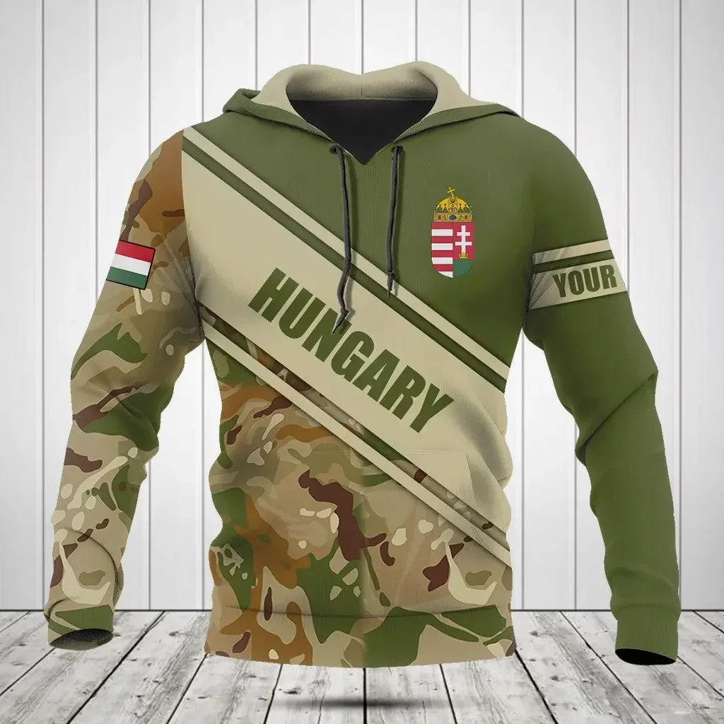 

2024 New Hungary Flag Men's Hoodie 3D Printed Custom Name Street Harajuku Men's and Women's Clothing