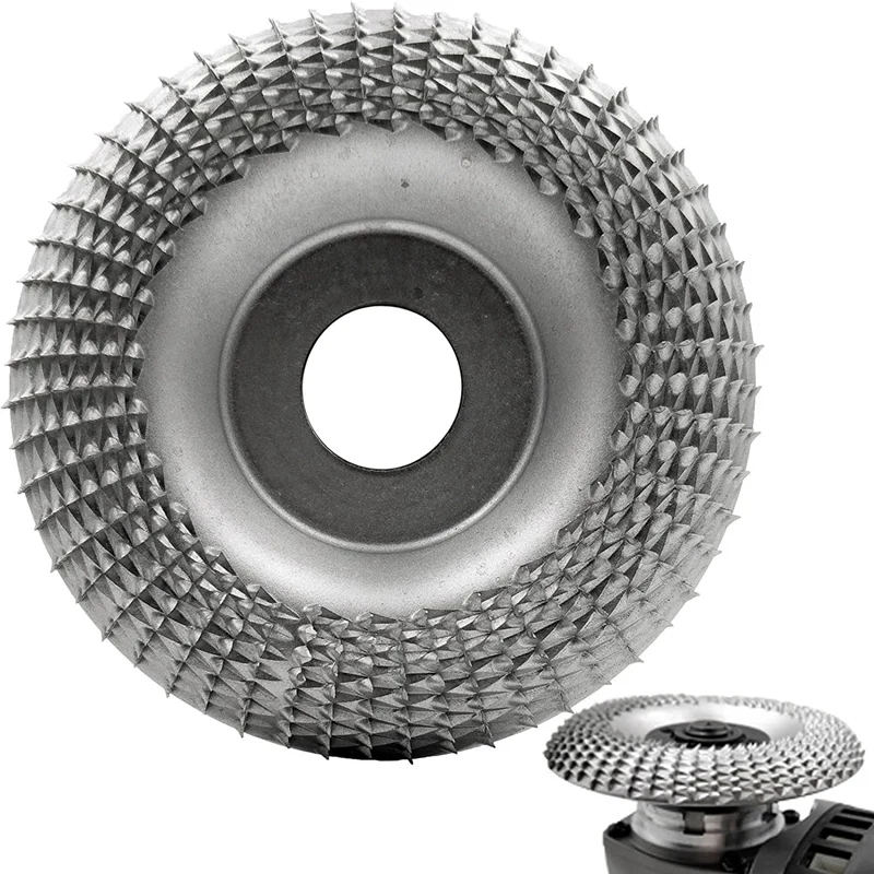 목재 조각 디스크 연마기 쉐이핑 디스크, 7/8 인치 보어 목재 그라인딩 휠, 조각 연마 디스크 (100mm, 아크 타입, 실버)