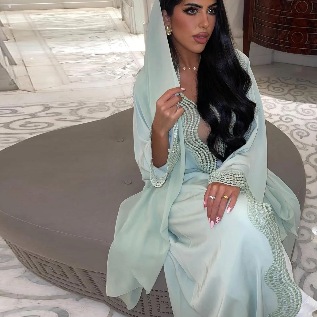 فستان نسائي مسلم عيد دبي عباية تركيا قفطان كيبيا قفطان مغربي نسائي رداء إسلامي ملابس كيمونو سترة عباية Abbayas #3