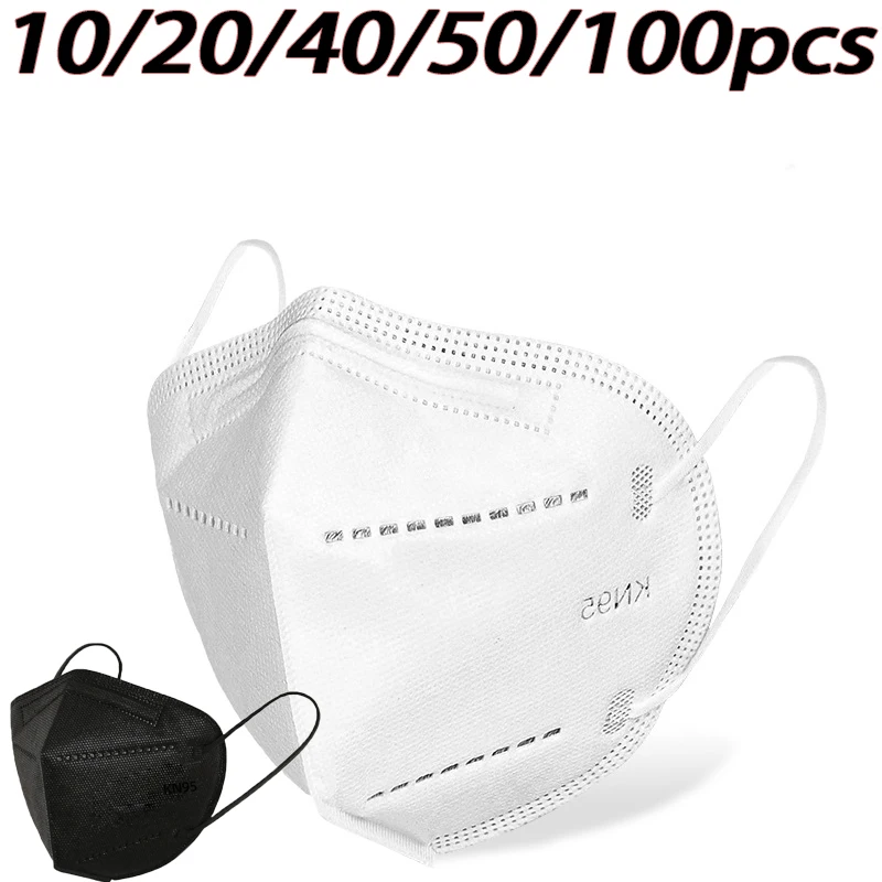 

10/20/40/50/100 шт. черно-белые маски KN95 — компактные уличные инструменты, 5-слойная дышащая конструкция, прочная пылезащитная конструкция
