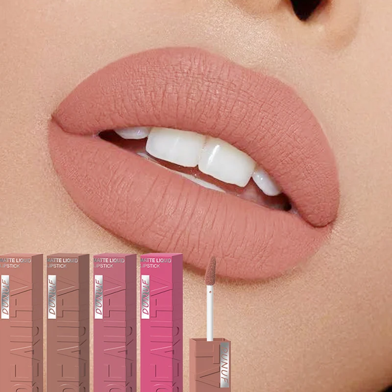 4Pcs Matte Nude Lip Gloss Smudge Proof Non Transfer Hydrating Waterproof Sweat Resistant Soft Smooth Texture For Long Wear Makeu