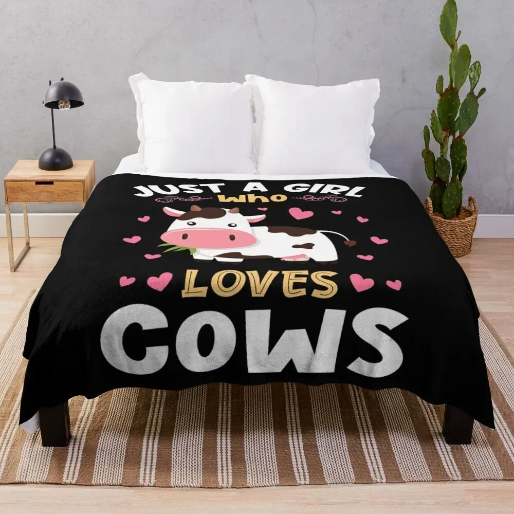 

Just a Girl who Loves Cows Gift Throw Blanket Furrys Travel Retros Cute Plaid Plaid on the sofa Blankets