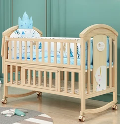 Portable wheels luxury side newborn sleeping boy girl small size cot wooden cot crib baby bed next to me