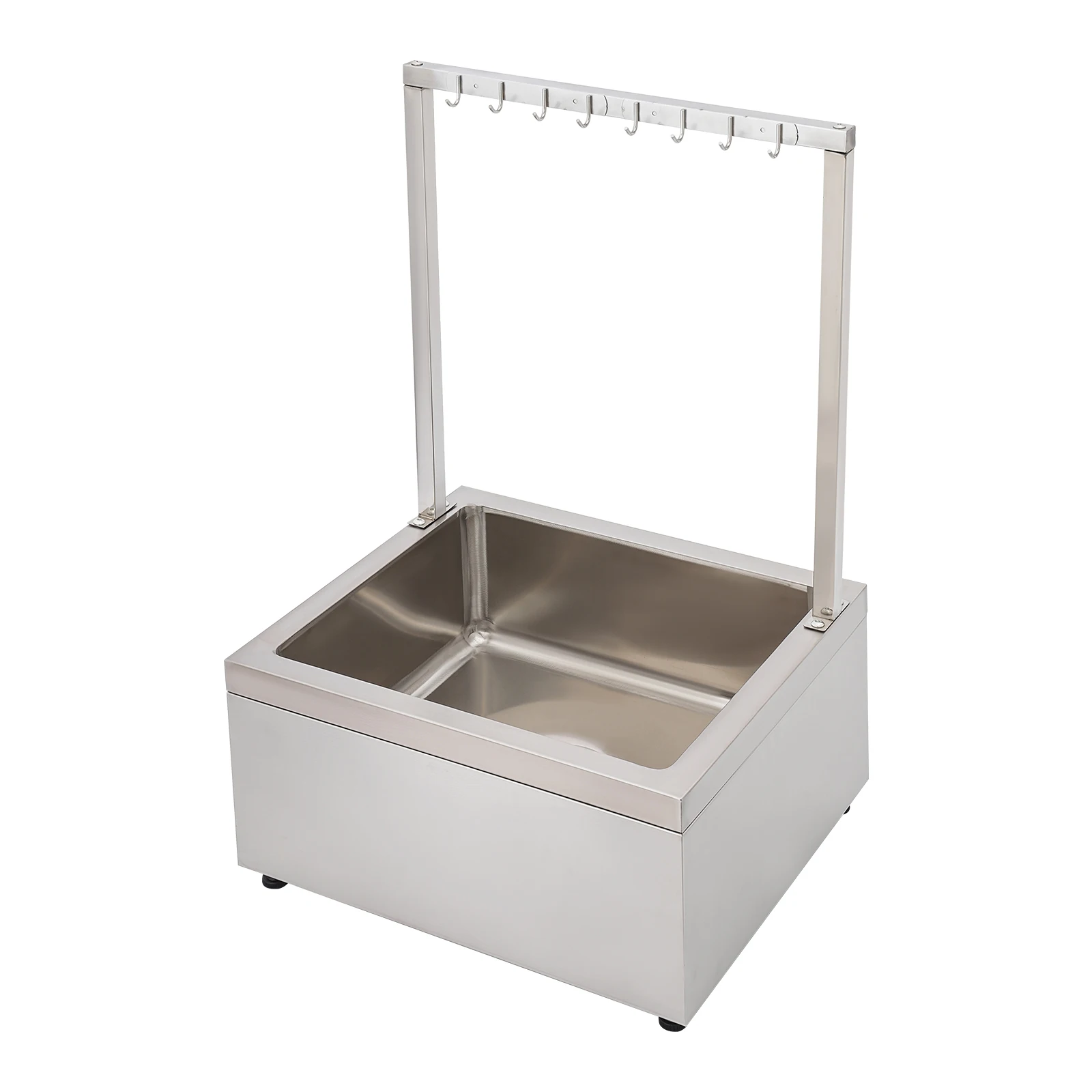 Utility Sink Laundry Tub, Mop Sink, Laundry Room Sink with Storage Rack - 304 Stainless Steel, 4.33 Inch Quick Drain Outlet, 8 Hook Hanging Shelf for Mop Broom, Rustproof Durable, Easy Installation for Garage Basement