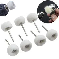 Cabezal de lijado de fieltro de 1/3/5/10 piezas, rueda de pulido abrasivo, vástago de 3mm, hilo de algodón, Mini cepillo de pulido para Dremel Dril Jade