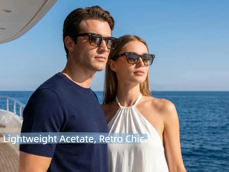 LumoGaze Retro-Sonnenbrille mit dickem Rahmen, rechteckig, UV400-Schutz für Damen, trendige Retro-Sonnenbrille aus hochwertigem Acetatfaser für Herren – Detail 3