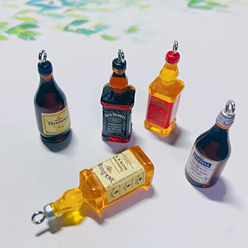 10pcs Alcohol Resin Drink Wine Bottle Cans Pendant Charms Women\'s Earrings Jewelry Accessory Necklace DIY Findings Keychain
