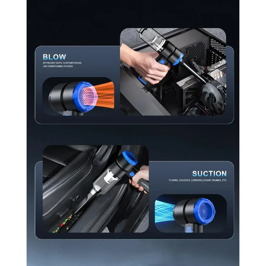 مكنسة سيارة محمولة لاسلكية 20000Pa عالية الطاقة 4 في 1 مكنسة محمولة باليد مع محرك بدون فرش وبطارية 5200 مللي أمبير في الساعة مثالية للسيارة #3