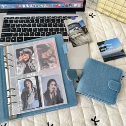 Couverture de cahier de reliure de bricolage en cuir bleu, tissu denim avec amour, journal, agenda, planificateur d'agenda, papier, école, papeterie, A5, A8