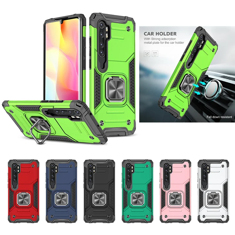 Armor Shockproof Phone Case For Xiaomi Mi Note 10 CC9 Pro Magnetic Car Holder Ring Stand Case For Mi Note 10 Lite Back Cover