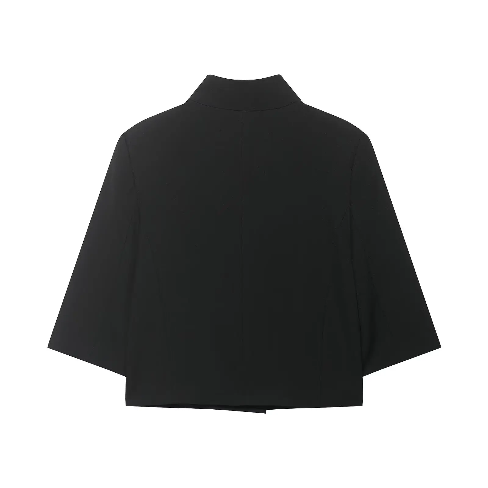 HH Damen Minimalistischer Stehkragen Crop-Blazer Halber Ärmel Asymmetrische Knopfleiste Kurze Jacke Frühling Sommer Business Casual Wear – Detail 19