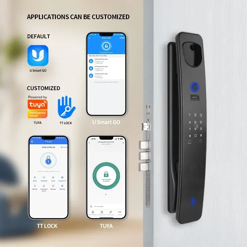 Superior material Biometric Door Lock Multiple Function Fingerprint Outdoor double sided Smart Tuya Door Lock With Camera