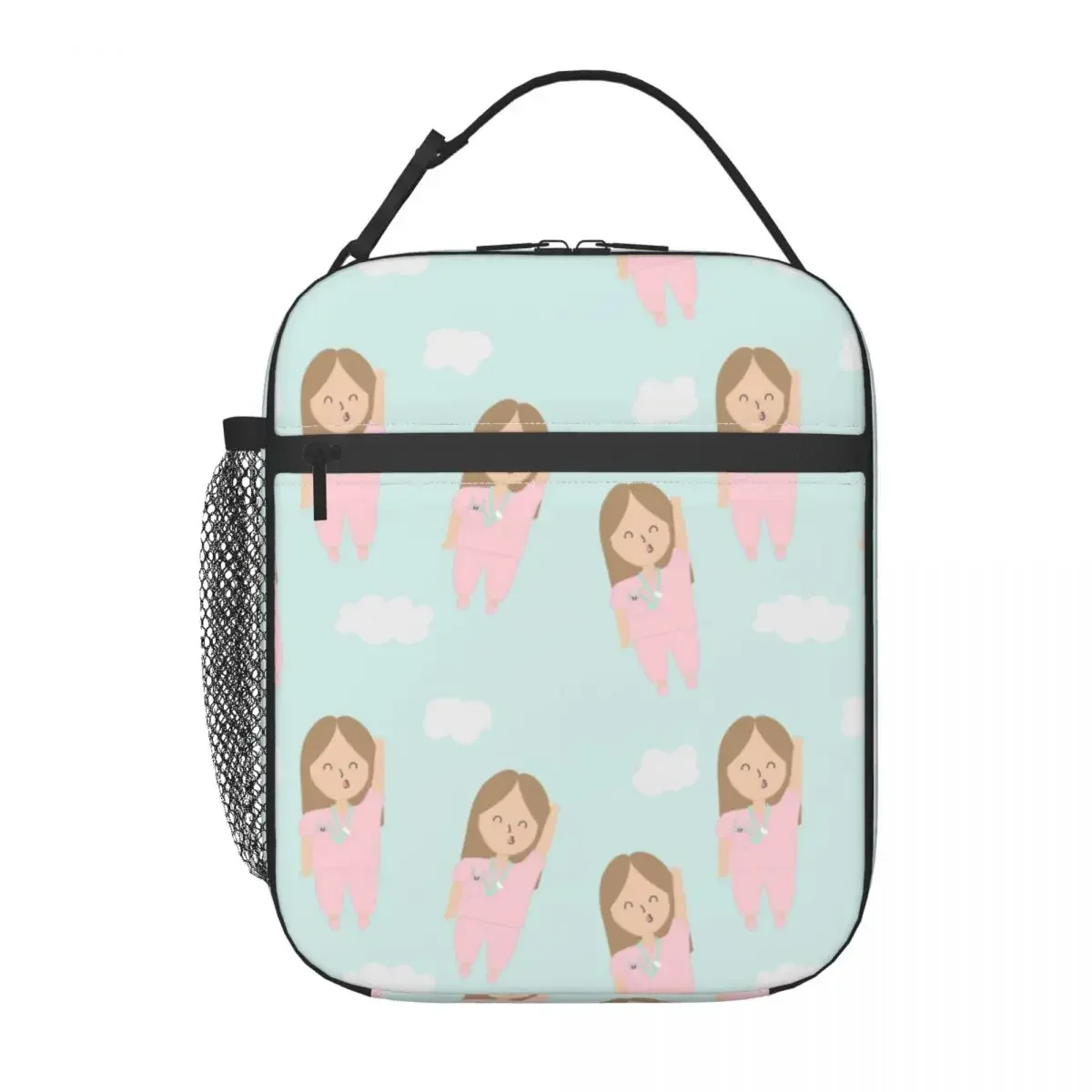 Cartoon Ladies Nurse Insulated Lunch Bag For Travel Enfermera En Apuros Storage Food Boxes Portable Thermal Cooler Lunch Boxes