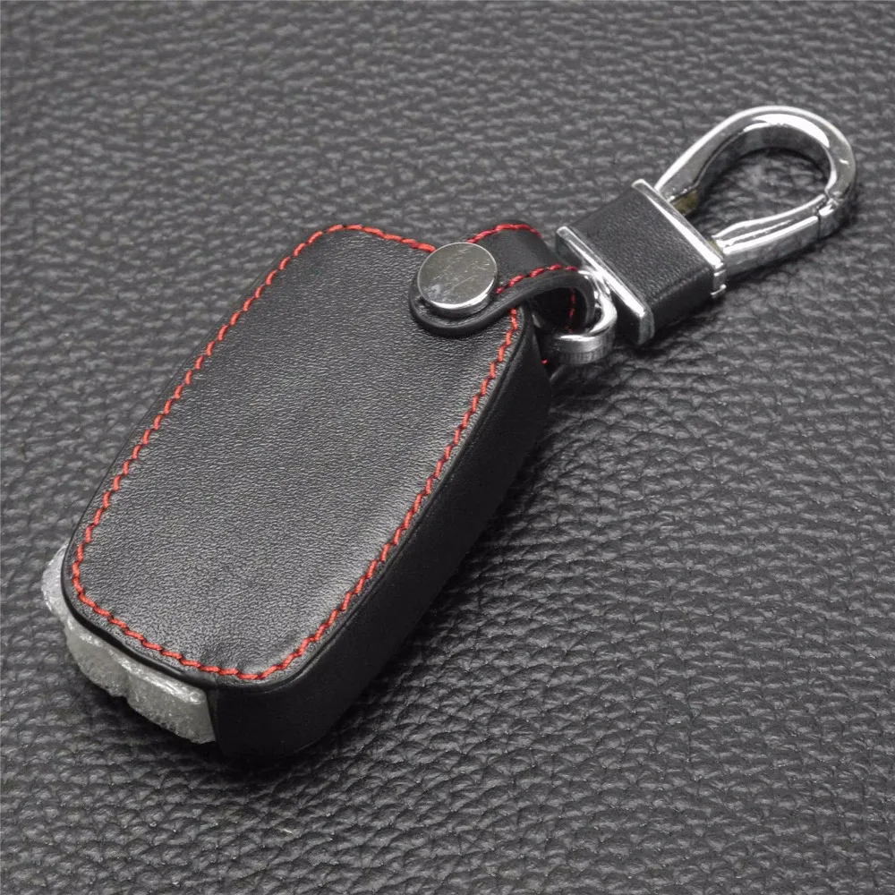 Jingyuqin for LADA Sedan Largus Kalina Granta Vesta X-Ray XRay for Renault Key Fob Cover Leather key Case With Buckle 3 Buttons