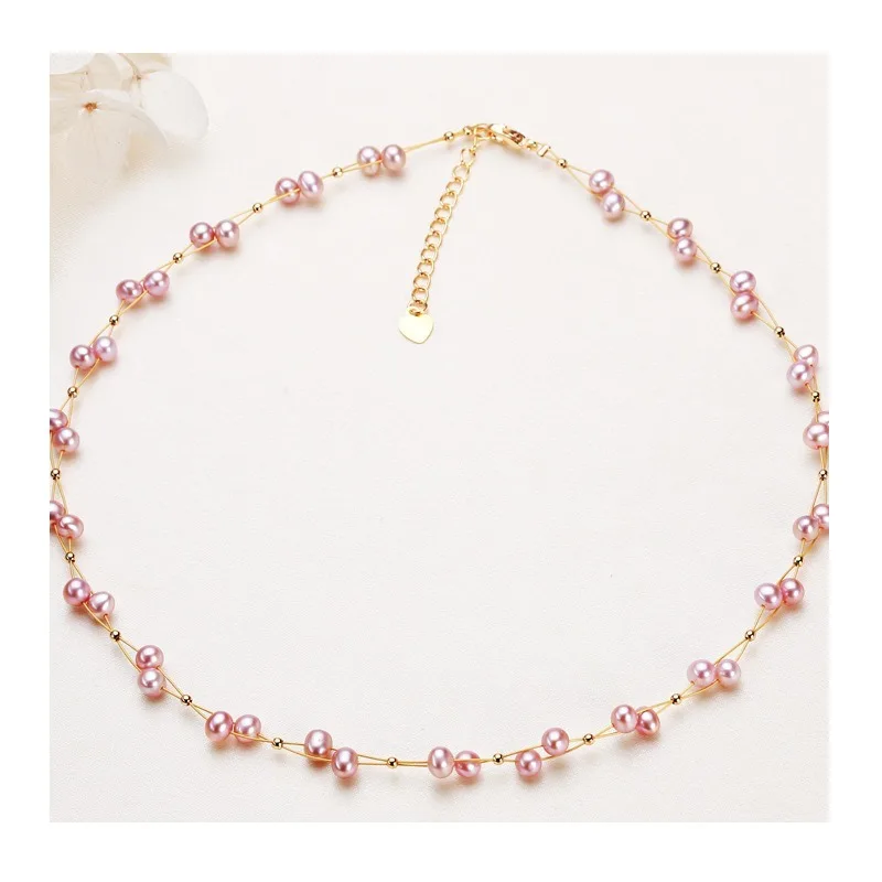 

Jewelry Copper Gold Plated Pearl Necklace Gypsy Hand Woven Bracelet Freshwater Pearl Necklace Set