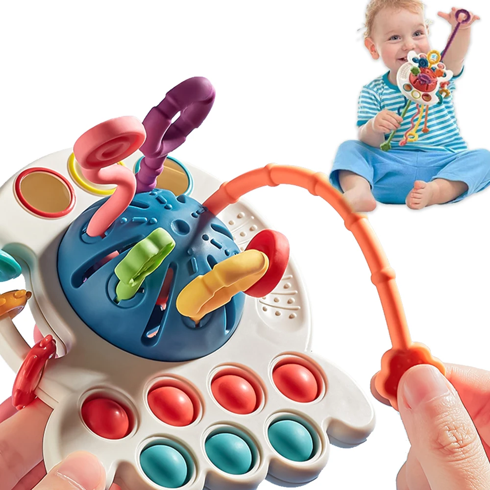 

Infant Early Education Octopus Finger Pumping Toy Is Suitable for 0-1-year-old Baby Sucker Finger Fine Motor Training Props