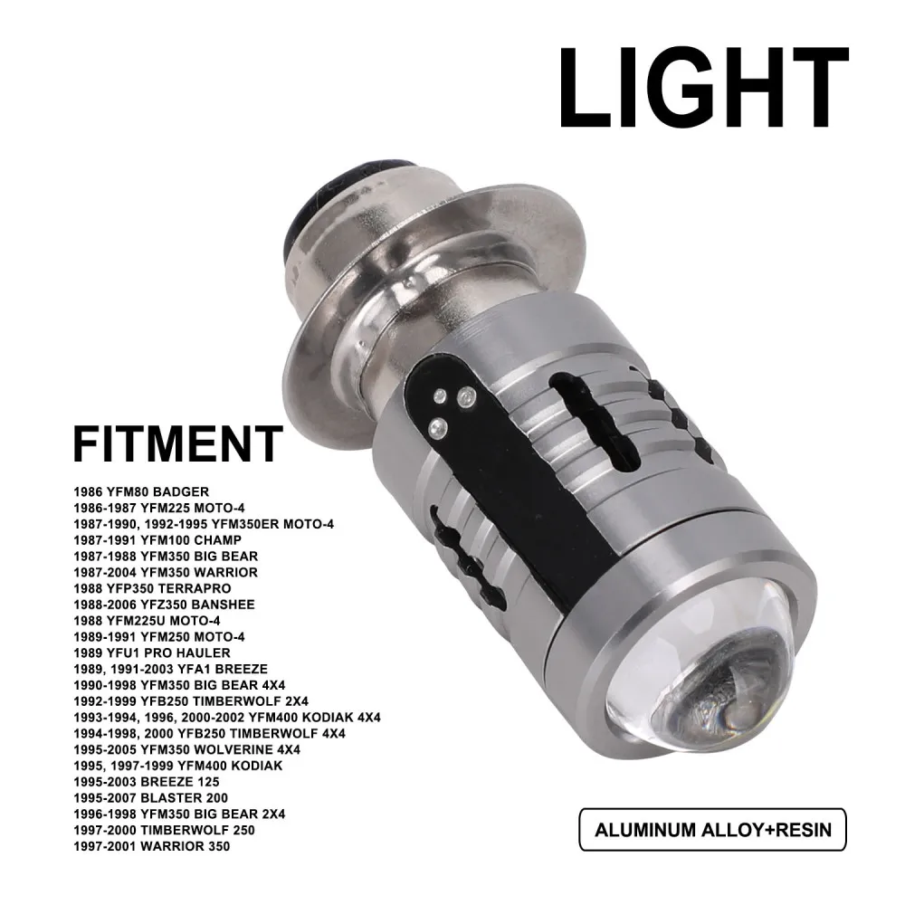 ファン付きATVヘッドライト電球,オートバイアクセサリー,ヤマハyfmラプターyfz 80 225 350 400 660 700 yfm350,p15d
