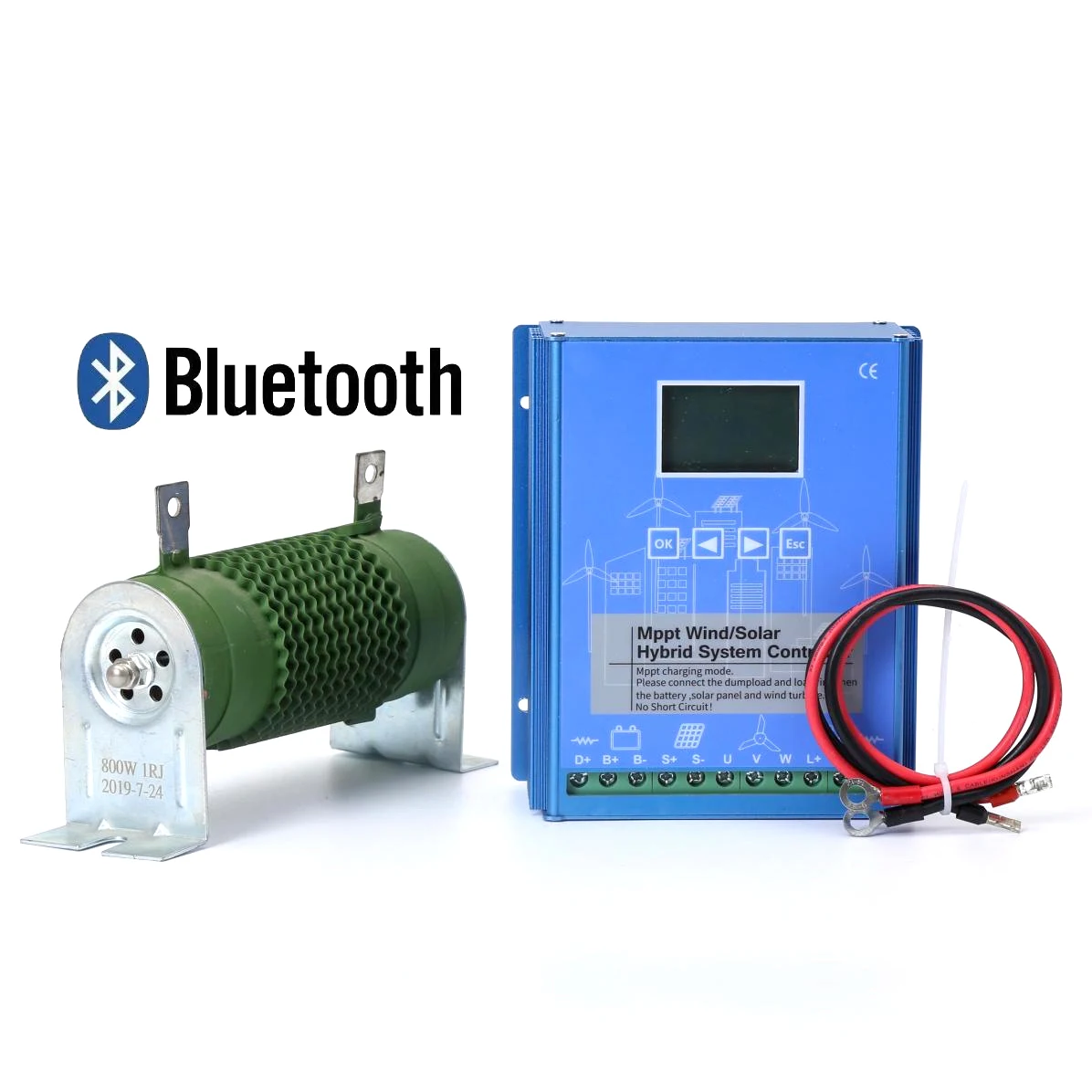 Controlador de Carga Híbrido Solar Eólico Mppt Vento 600w e Solar 600w 12 24v 48v Controlador Híbrido Automático com Carga de Despejo Bluetooth