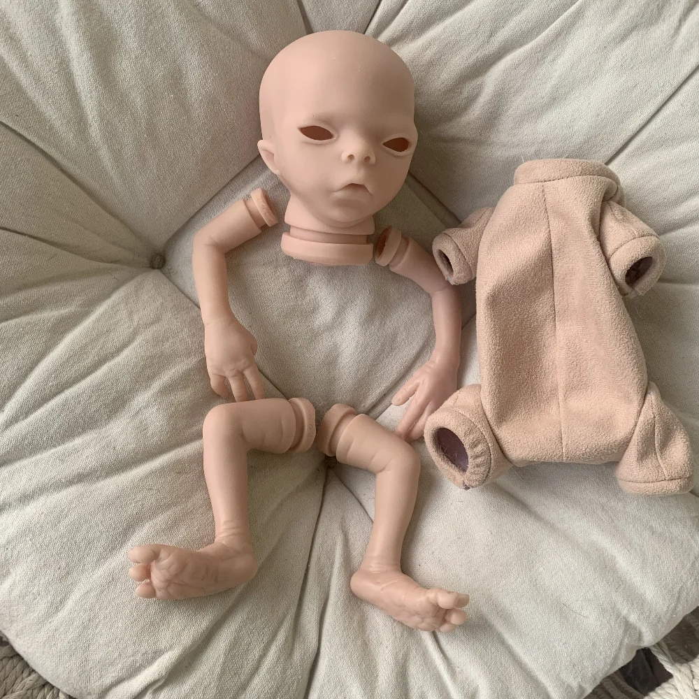 

15inch Unfinished Reborn Doll Kit Imani Alien Baby Premie Size Lifelike Soft Touch Unpainted Doll Parts with Cloth Body