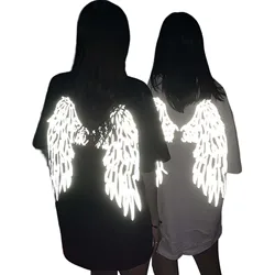 Men's Short-sleeved T-Shirt Reflective Wings Design Trendy T-Shirts for Holiday Birthday Gift