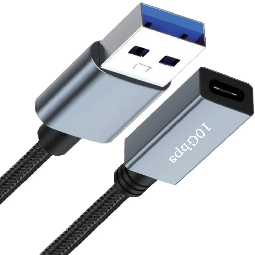 كابل توصيل USB 3.2 بشريط بيانات مزدوج الجوانب بسرعة 10 جيجابت في الثانية، كابل محول أنثى دوار USB من النوع C Gen2
