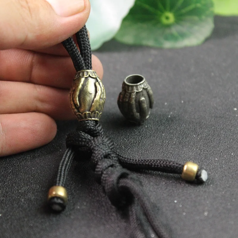 7mm Hole Fatherly Love Hand Brass Knife Beads DIY Paracord Lanyard Pendants Jewelry Accessories EDC Outdoor Umbrella Rope Charms