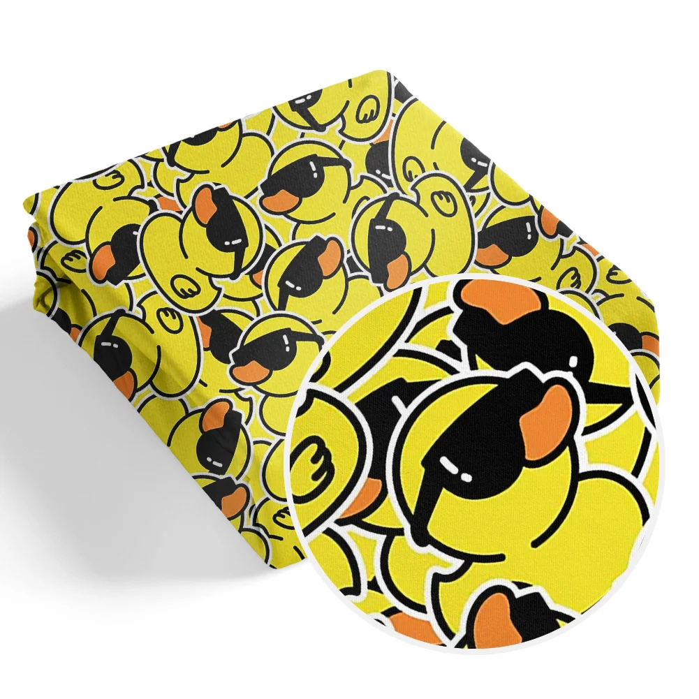 Fashion Duck Cartoon Yellow Duck 50x145cm Printed Peach Skin Fabric Polyester Fabric Trill Fabric bullet fabric for Curtain
