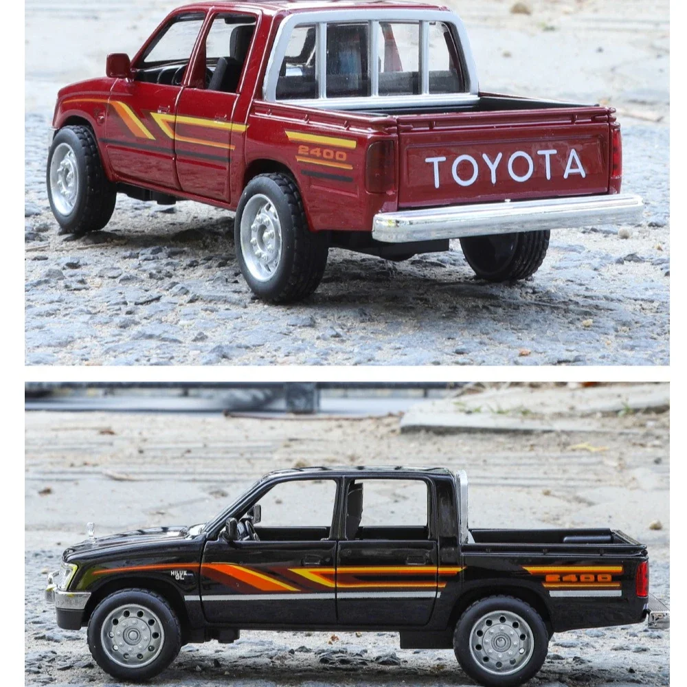 Simulation 1:32 Toy Hilux alloy pickup truck model with sound and light feedback, trendy toy decoration