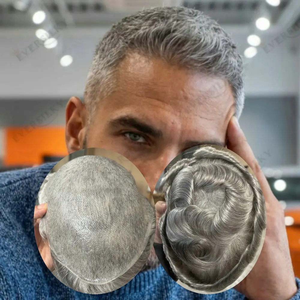 

Супертонкий парик-накладка 0.02 мм с V-образным креплением для мужчин, система замещения волос из натуральных человеческих волос, протез для волос, естественный вид