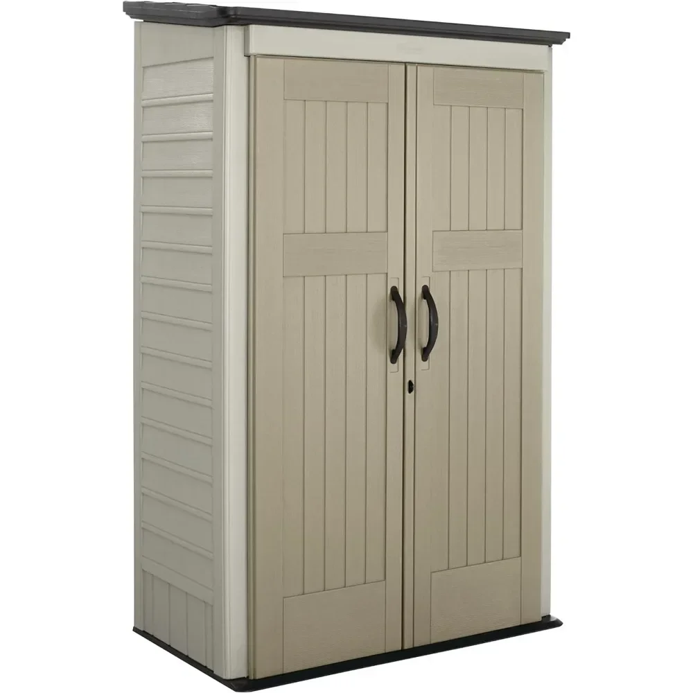 

Outdoor Small Vertical Resin Storage Shed, 5x2 Feet, Brown, Weather Resistant Utility Shed with Lock for Storage for Power Tools