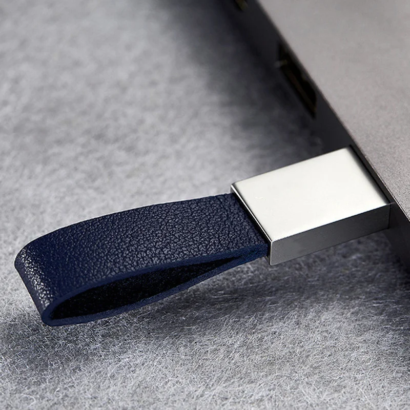 Chiavetta USB 2.0 in pelle metallo argento con incisione laser personalizzata gratuita 4 GB 8 GB 16 GB 32 GB 64 GB 128 GB