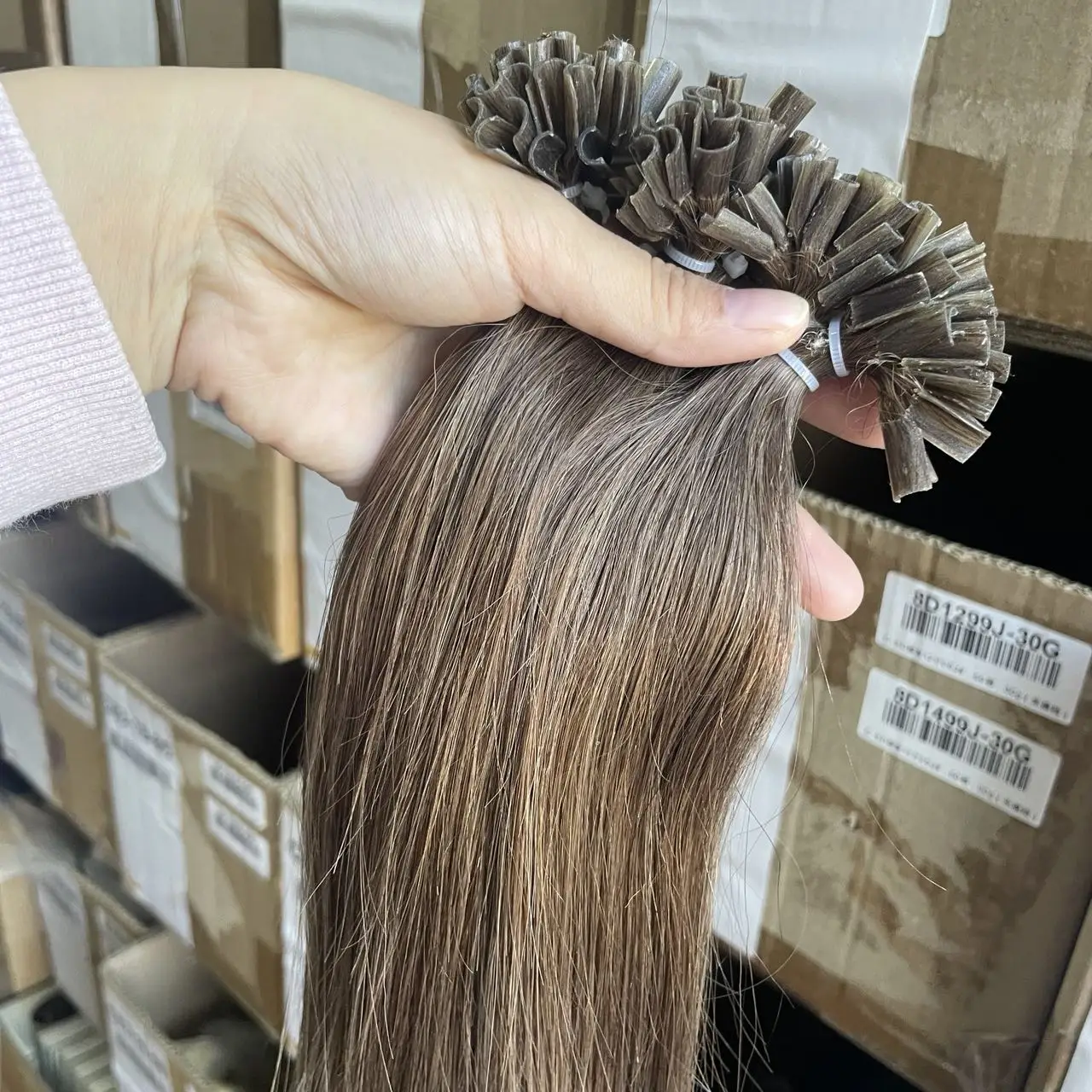 

Наращивание волос с U-образным кончиком, человеческие волосы 12–20 дюймов, коричневый цвет 8 # Nail U Tip Hot Fusion Наращивание волос Невидимые кератиновые волосы