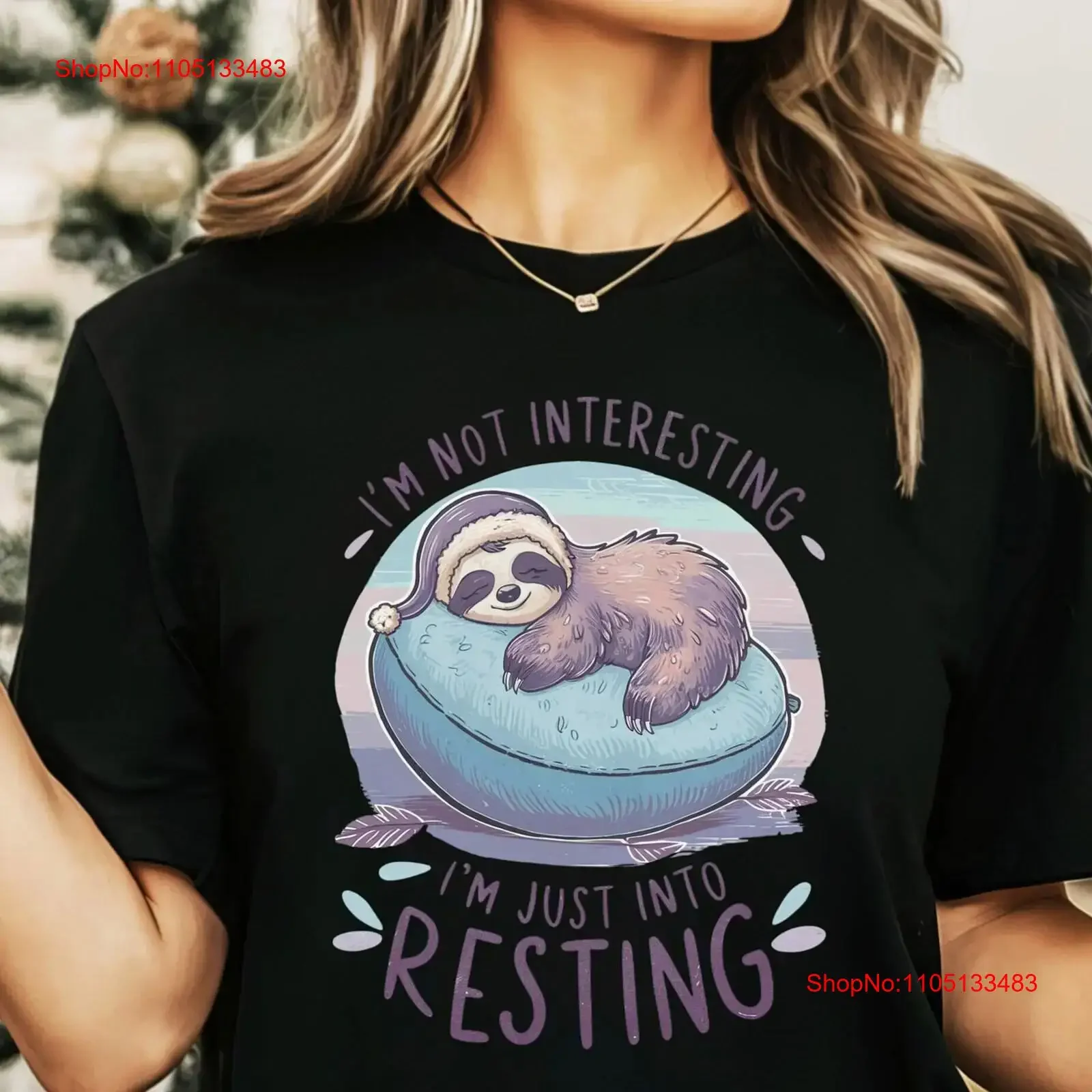 مضحك الكسل تي شيرت لطيف SloT أنا لست مثيرة للاهتمام في الراحة خمر غسلها للجنسين الرسم امتدت لينة أوم مريحة