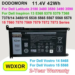 DODOMORN WDXOR 배터리, DELL Inspiron 13 5368 5378 7368 14 7460 7472 5468 15 5538 5567 5568 7560 7570 7569 17 5765 P61F 3180