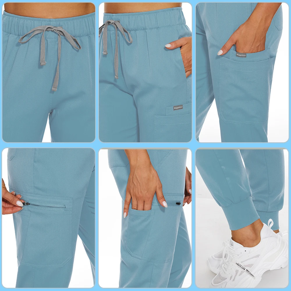 Medical ชุด Scrubs พยาบาลอุปกรณ์เสริมชุด Unisex Clinical Overalls ผู้หญิงผู้ชายห้องผ่าตัด Jogger ชุด Doctor เสื้อกางเกง