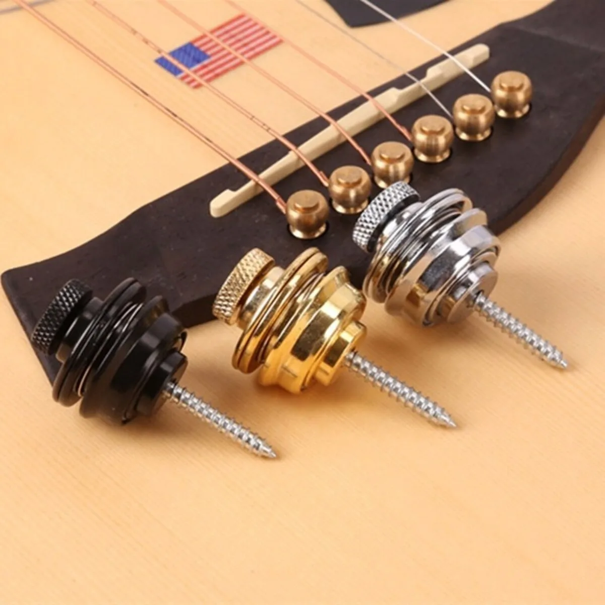 1 Pc Guitar Strap Lock Heavy Duty Metal Button Security Straplock for Electric Acoustic Guitar Bass Ukulele (L-Size)