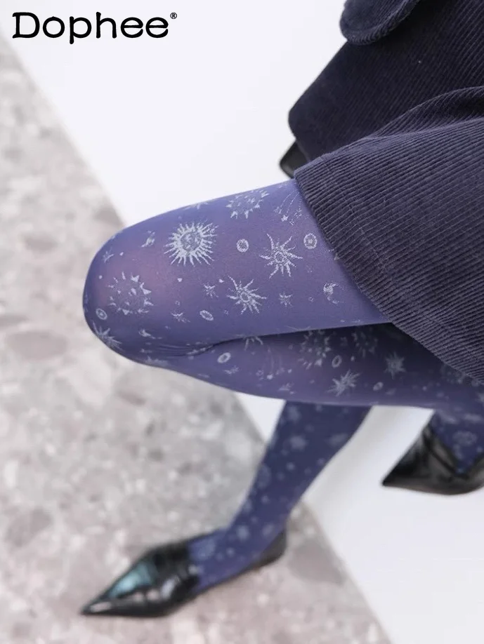 

Японские оригинальные весенне-осенние модные модные колготки с индивидуальным принтом, тонкие бархатные колготки в стиле ретро для женщин