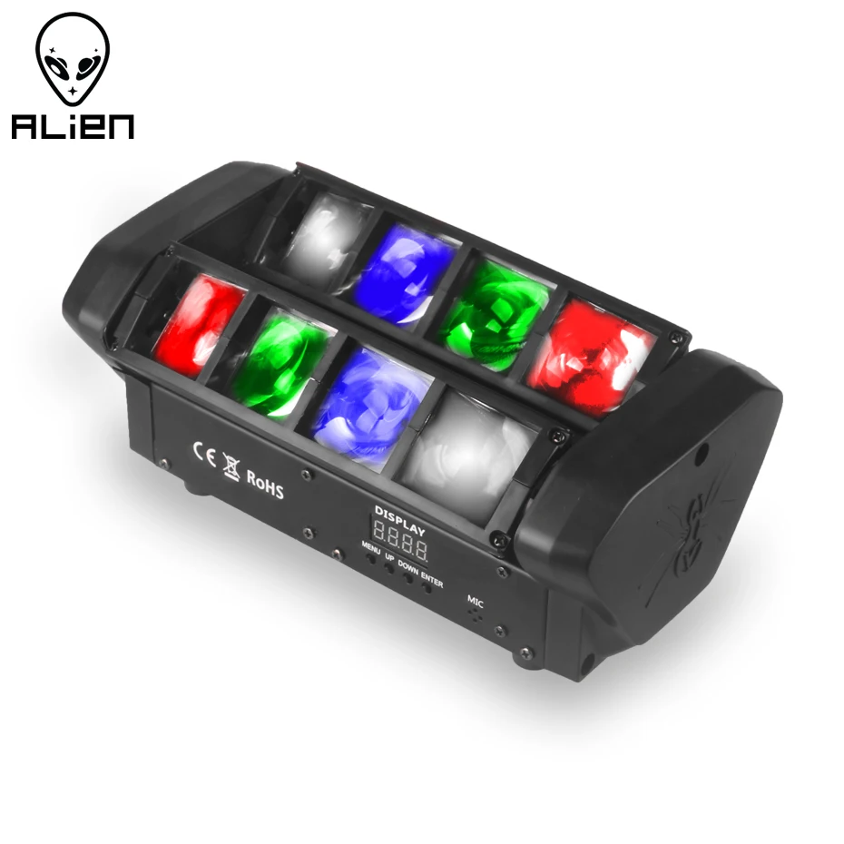 ALIEN Mini 8*3W RGBW LED Spider Beam Moving Head Lamp DJ Disco Party Nightclub Dance Wedding Bar Holiday Stage Lighting Effect