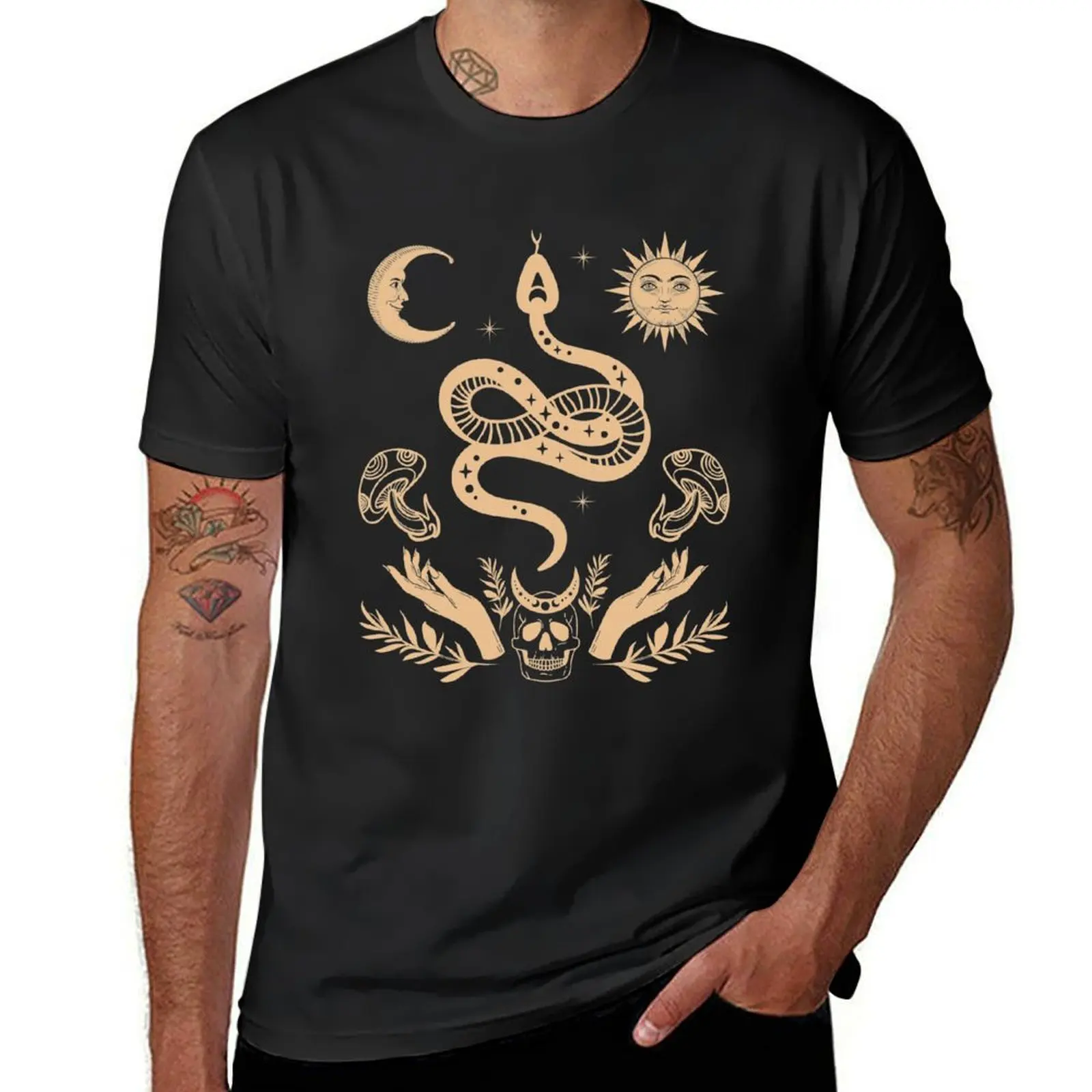 

Dark Academia Celestial Mystic Snake Witchy Boho Style T-Shirt plain summer clothes vintage clothes clothes for men