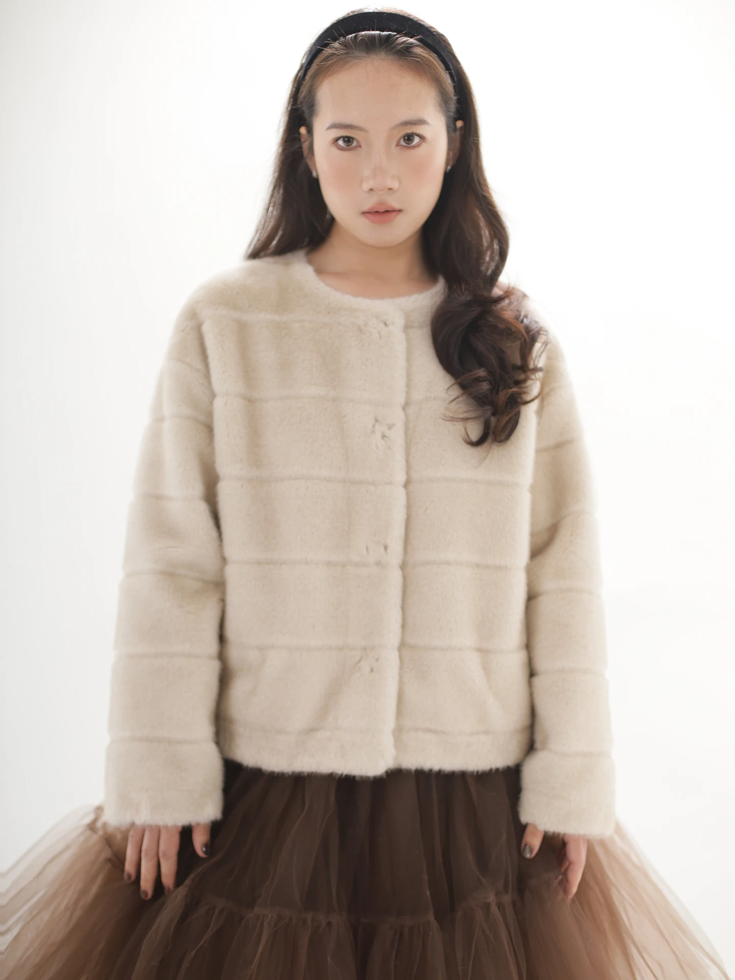 

Ohmyloli Vintage Feel adient Suede Fur round Ne Invisible Button Cosite Eco Friendly Long Sve ort Length Women's ...